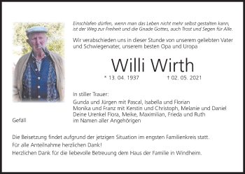 Anzeige von Willi Wirth von MGO
