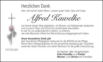 Anzeige von Alfred Kawelke von MGO