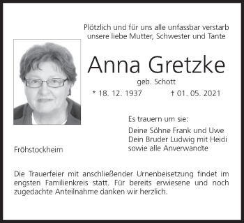 Anzeige von Anna Gretzke von MGO