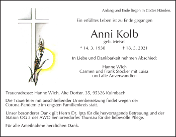 Anzeige von Anni Kolb von MGO