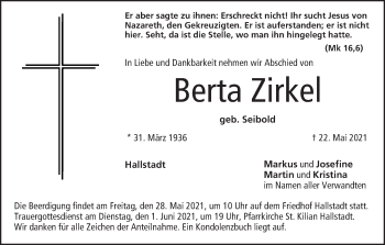 Anzeige von Berta Zirkel von MGO