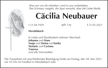 Anzeige von Cäcilia Neubauer von MGO