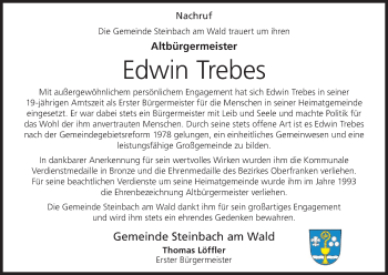 Anzeige von Edwin Trebes von MGO