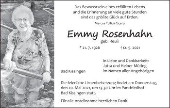 Anzeige von Emmy Rosenhahn von MGO