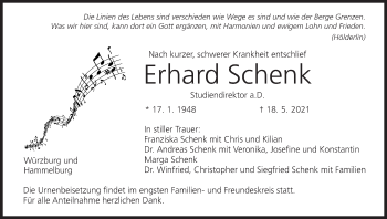 Anzeige von Erhard Schenk von MGO