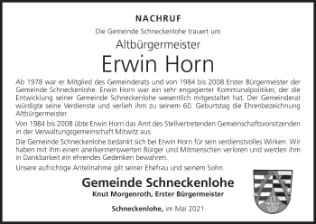 Anzeige von Erwin Horn von MGO