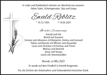 Anzeige von Ewald Reblitz von MGO