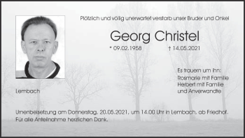 Anzeige von Georg Christel von MGO
