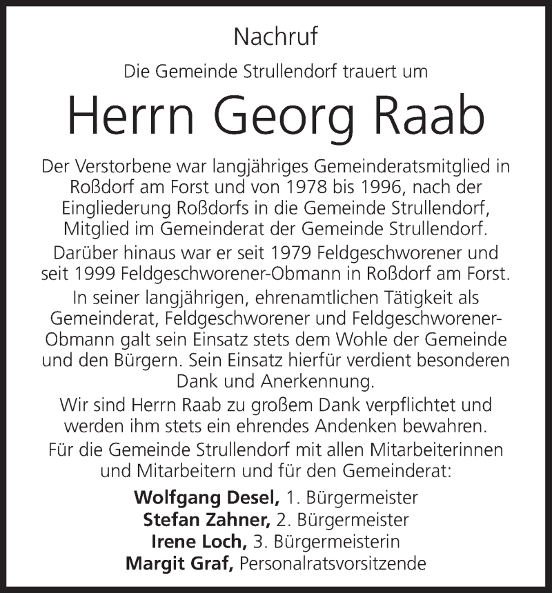  Traueranzeige für Georg Raab vom 19.05.2021 aus MGO