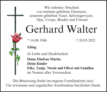 Anzeige von Gerhard Walter von MGO