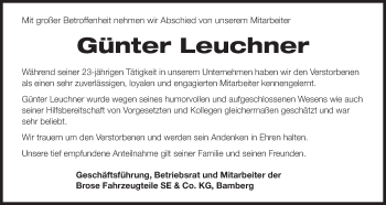 Anzeige von Günter Leuchner von MGO