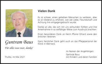 Anzeige von Guntram Baus von MGO