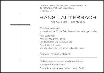 Anzeige von Hans Lauterbach von MGO