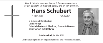 Anzeige von Hans Schubert von MGO