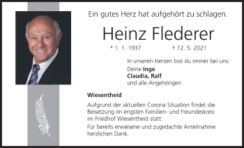 Anzeige von Heinz Flederer von MGO