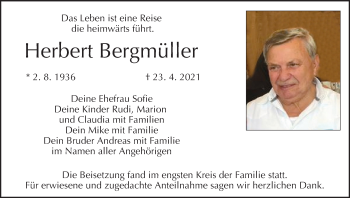 Anzeige von Herbert Bergmüller von MGO