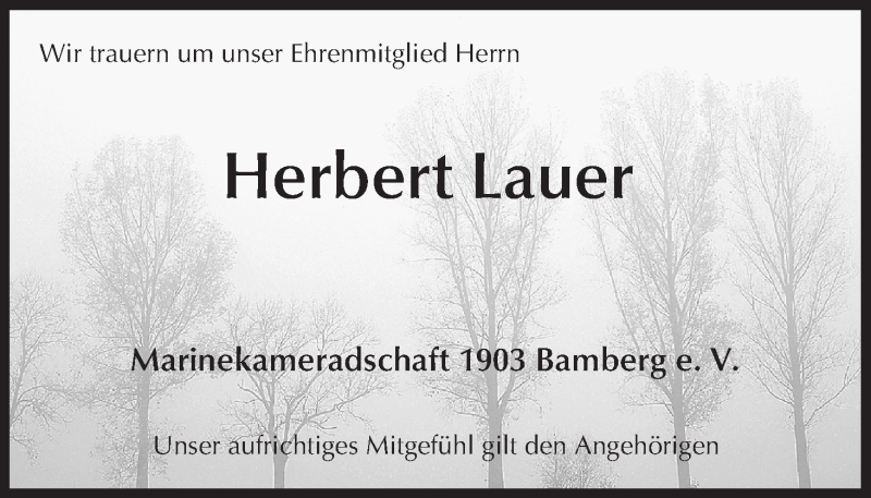  Traueranzeige für Herbert Lauer vom 29.05.2021 aus MGO