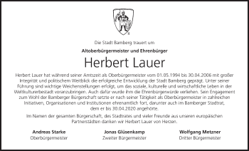 Anzeige von Herbert Lauer von MGO