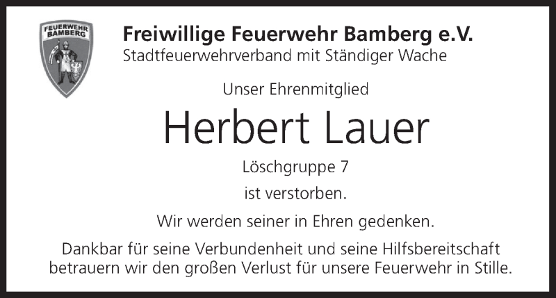  Traueranzeige für Herbert Lauer vom 26.05.2021 aus MGO