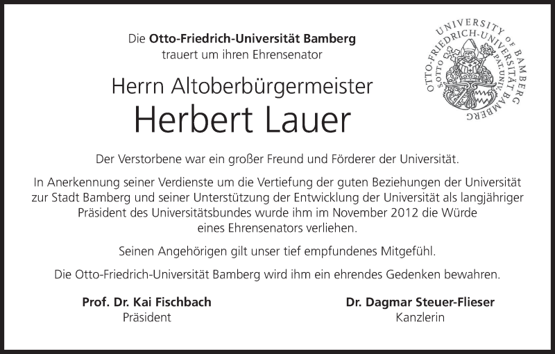  Traueranzeige für Herbert Lauer vom 27.05.2021 aus MGO