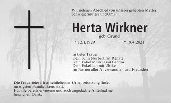 Anzeige von Herta Wirkner von MGO