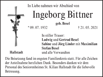 Anzeige von Ingeborg Bittner von MGO