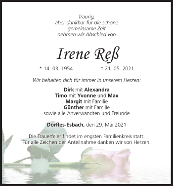 Anzeige von Irene Reß von MGO