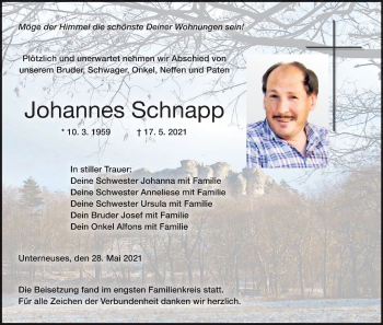 Anzeige von Johannes Schnapp von MGO