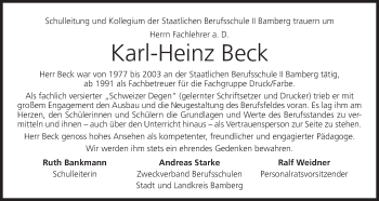 Anzeige von Karl-Heinz Beck von MGO