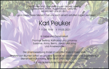 Anzeige von Karl Peuker von MGO