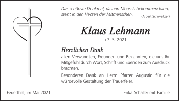 Anzeige von Klaus Lehmann von MGO