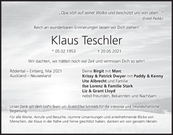 Anzeige von Klaus Teschler von MGO