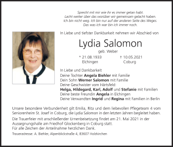 Anzeige von Lydia Salomon von MGO