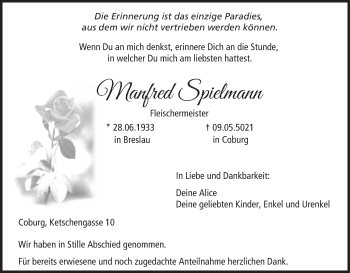 Anzeige von Manfred Spielmann von MGO