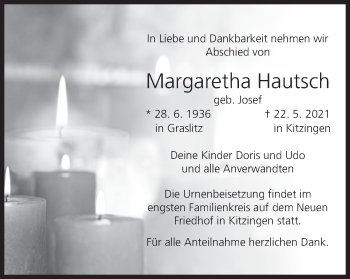 Anzeige von Margaretha Hautsch von MGO