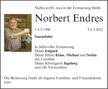 Anzeige von Norbert Endres von MGO