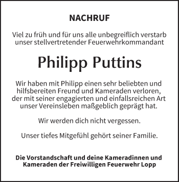 Anzeige von Philipp Puttins von MGO