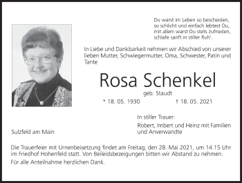 Anzeige von Rosa Schenkel von MGO