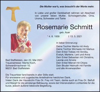 Anzeige von Rosemarie Schmitt von MGO