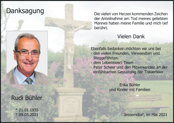 Anzeige von Rudi Bühler von MGO