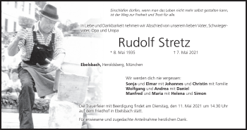 Anzeige von Rudolf Stretz von MGO