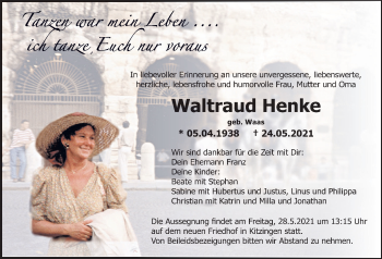 Anzeige von Waltraud Henke von MGO