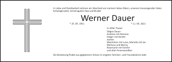 Anzeige von Werner Dauer von MGO