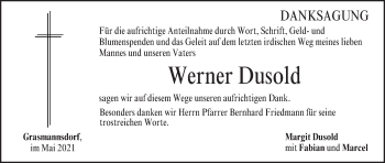 Anzeige von Werner Dusold von MGO