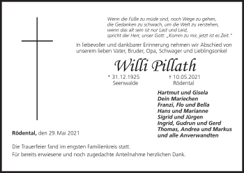 Anzeige von Willi Pillath von MGO