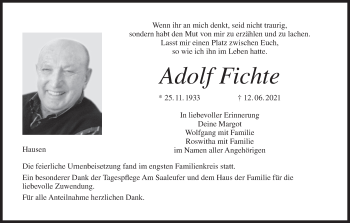 Anzeige von Adolf Fichte von MGO