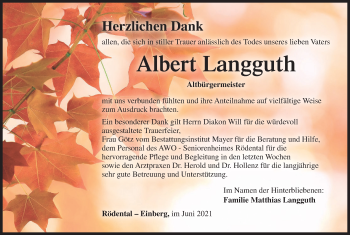 Anzeige von Albert Langguth von MGO
