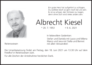 Anzeige von Albrecht Kiesel von MGO