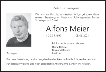 Anzeige von Alfons Meier von MGO