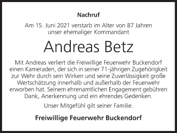 Anzeige von Andreas Betz von MGO